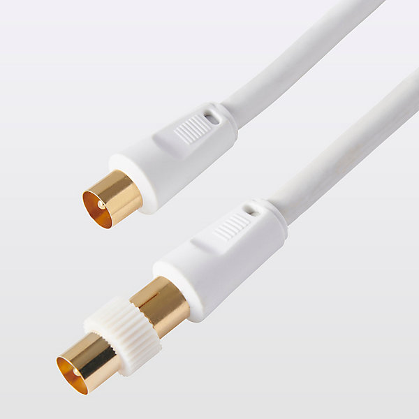 Câble coaxial Blyss blanc 17 VATC plaqué or M/F   adaptateur M/M L.1,5 m