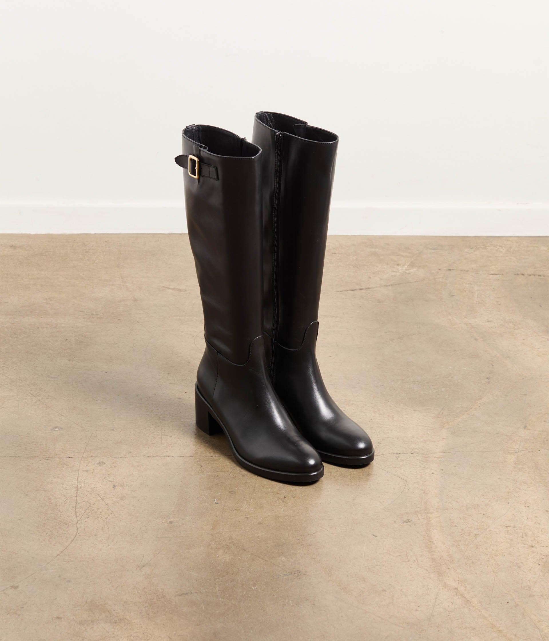 Bottes en cuir noir Raina