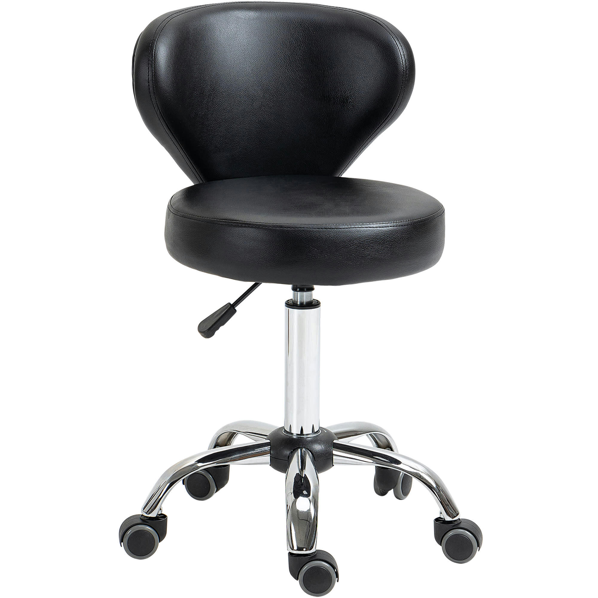 - Tabouret de massage réglable pivotant avec dossier métal chromé noir