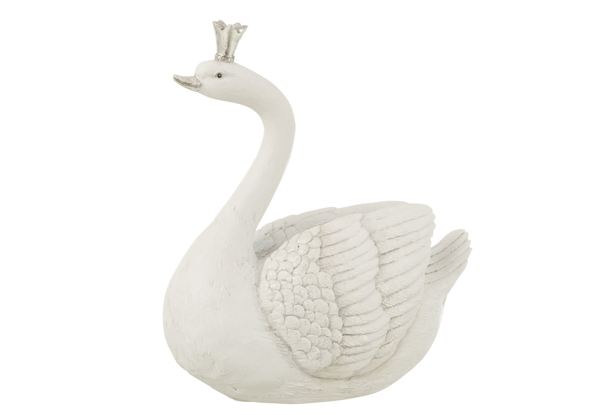 J-Line spaarpot Zwaan - polyresin - wit/zilver