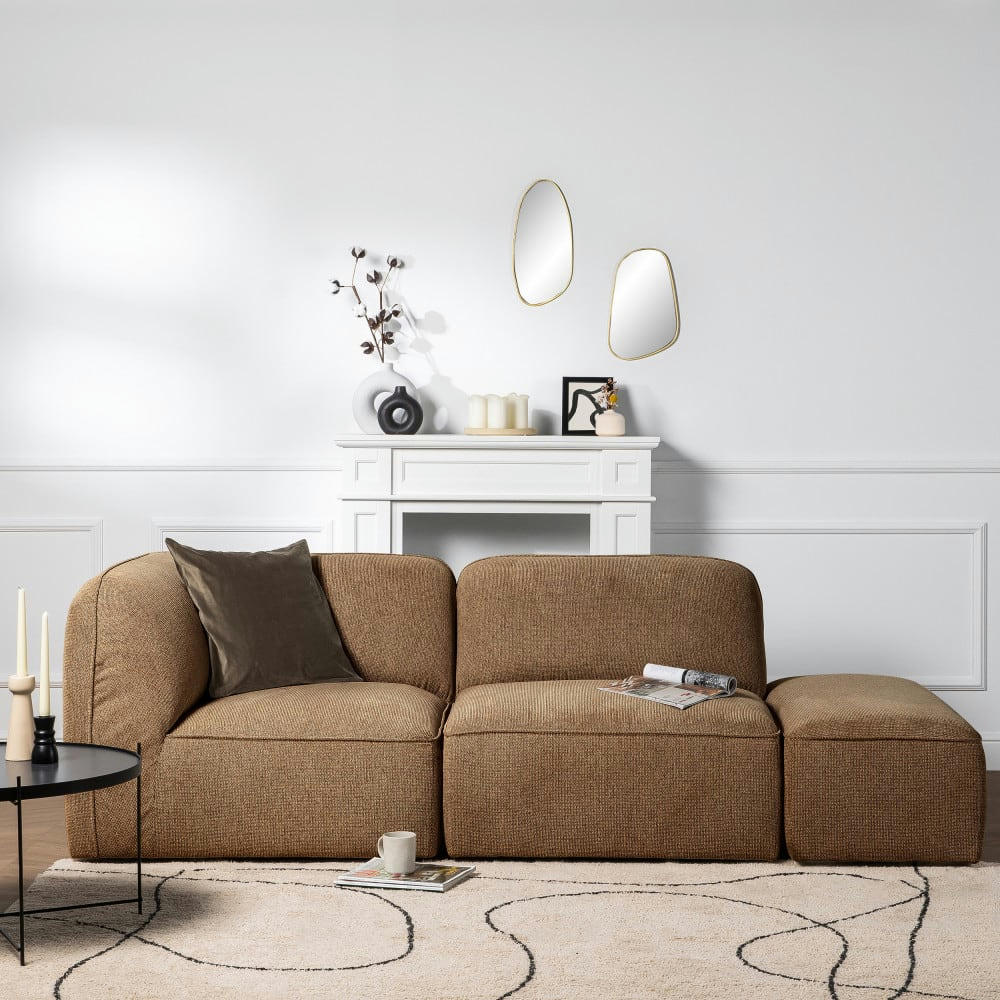 NOOR - Angle réversible pour canapé modulable en tissu caramel