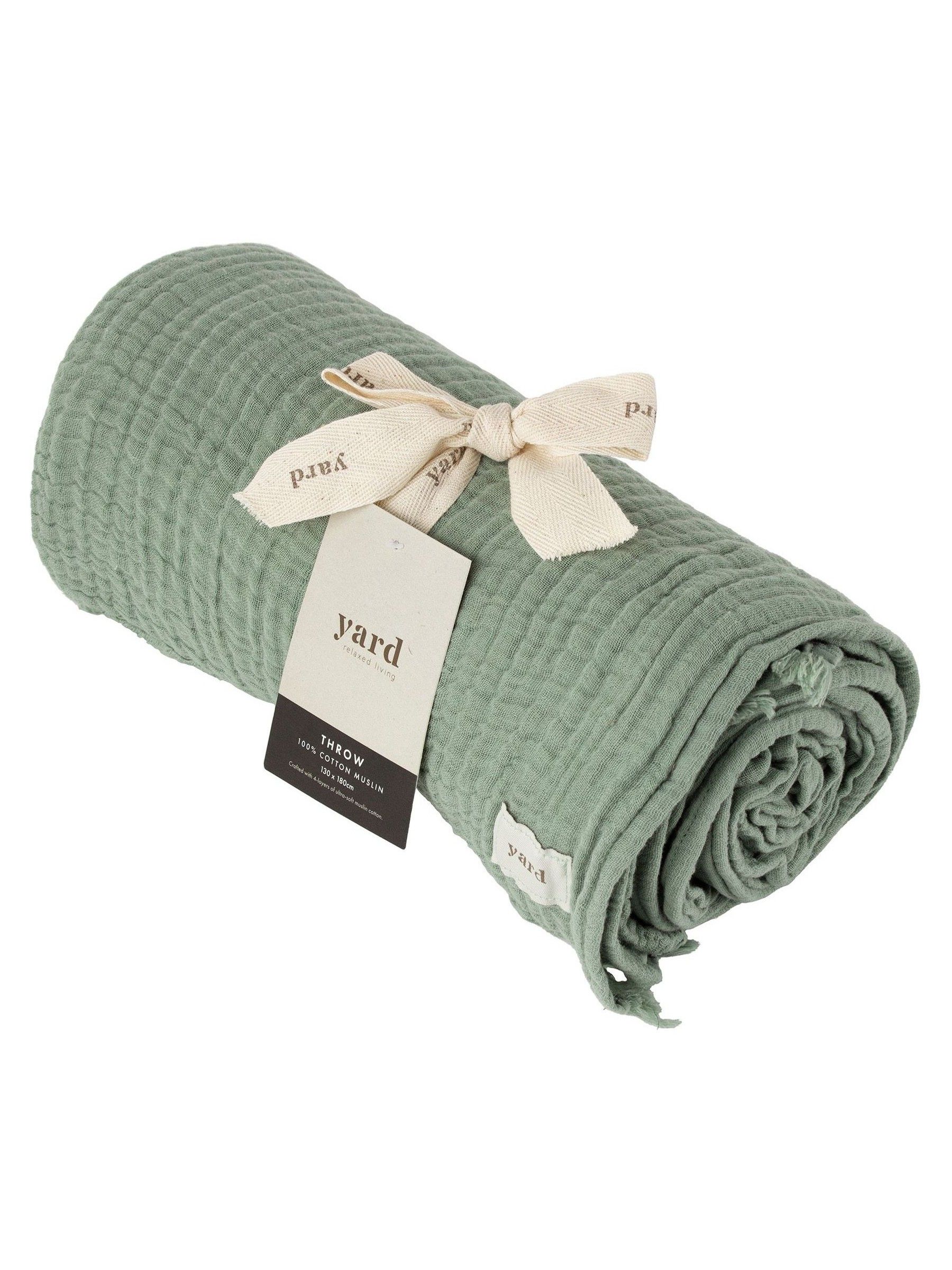 Yard Eucalyptus Green Lark Muslin Crinkle 100% Cotton Throw