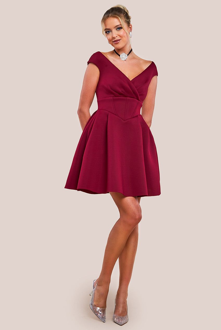 Goddiva Corset Fit & Flare Mini Dress