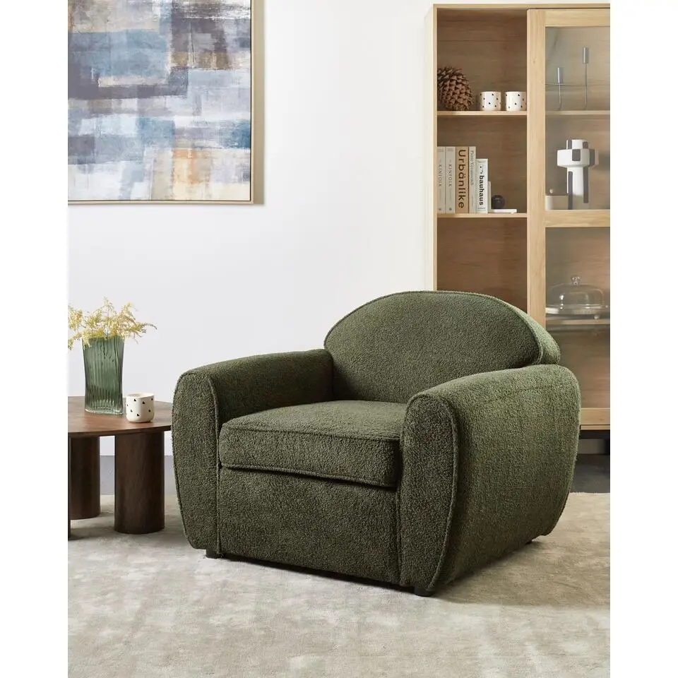 ELLEDE - Fauteuil - Donkergroen - Boucl&eacute;