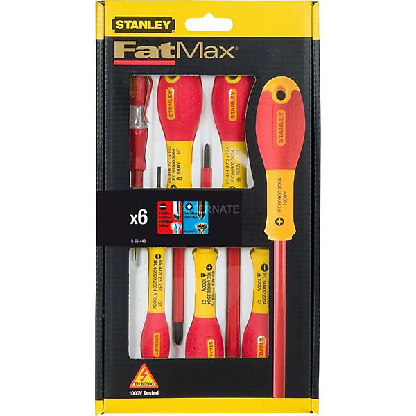 Jeu De 6 Tournevis Fatmax Isolés 1000v électricien Stanley 0-65-441 Avec Testeur - Philips