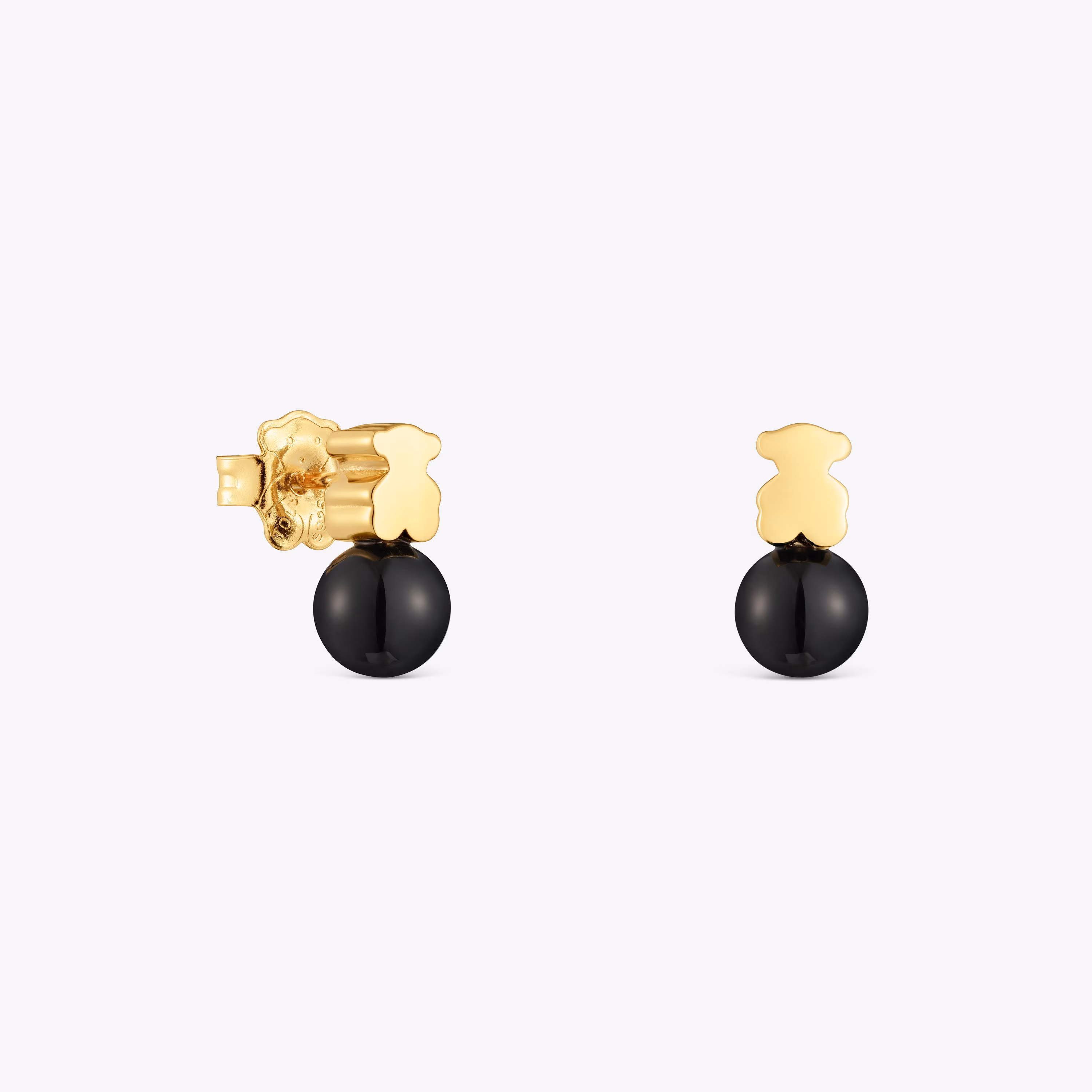 Pendientes con baño de oro 18 kt sobre plata y ónix Icon Mesh