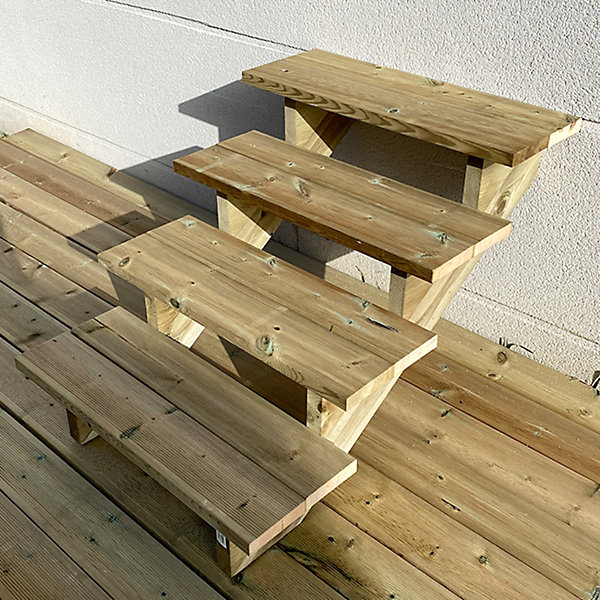 BERLIN Escalier extérieur bois 4 marches H 71cm L-80cm - sans contre marche
