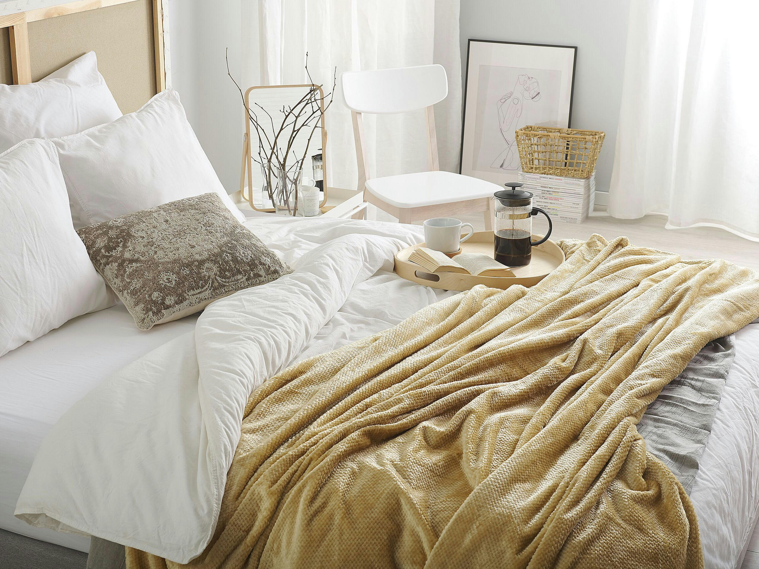 SAITLER - Couverture en polyester jaune 200x150cm