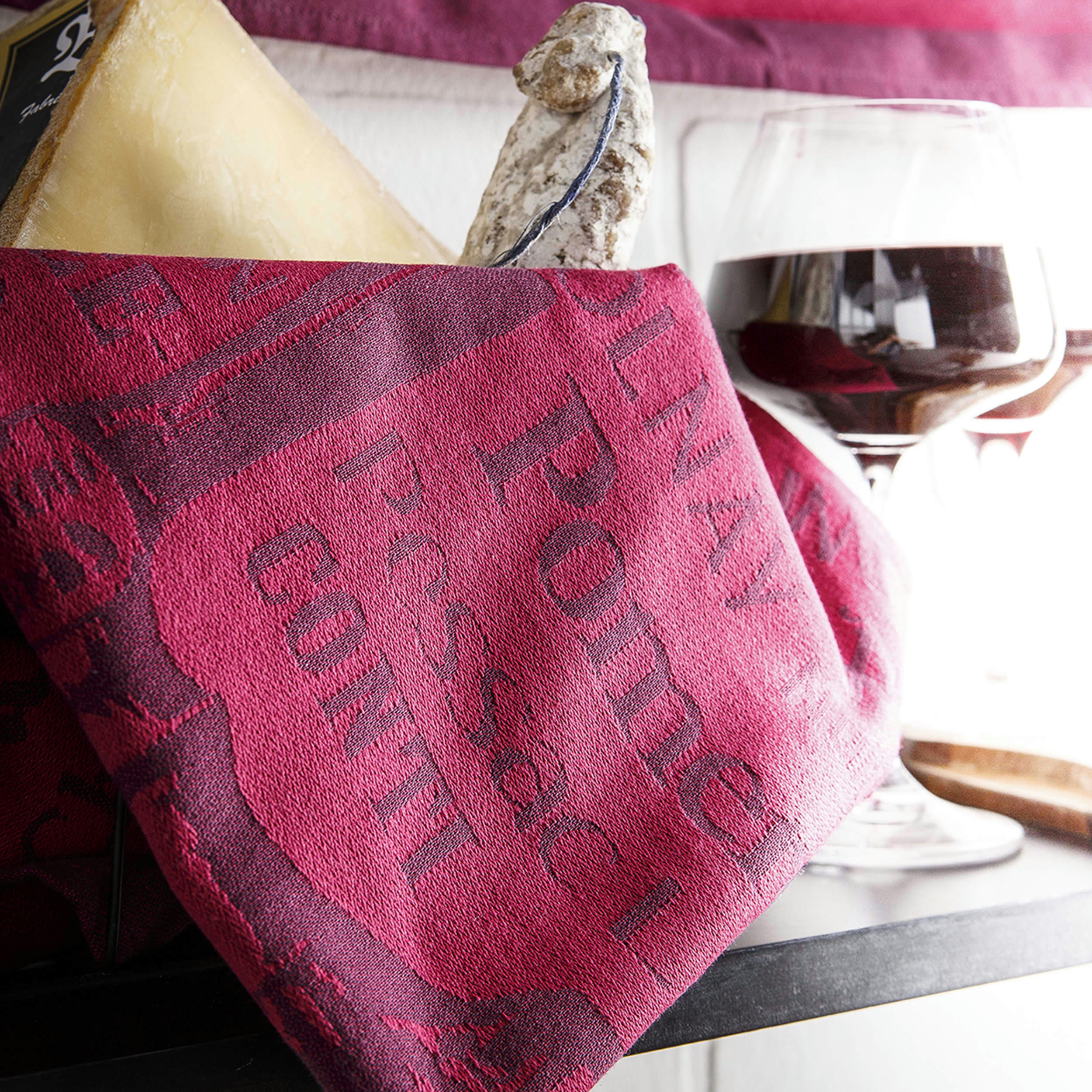 TIRE BOUCHONS - Torchon en coton rouge 50x75