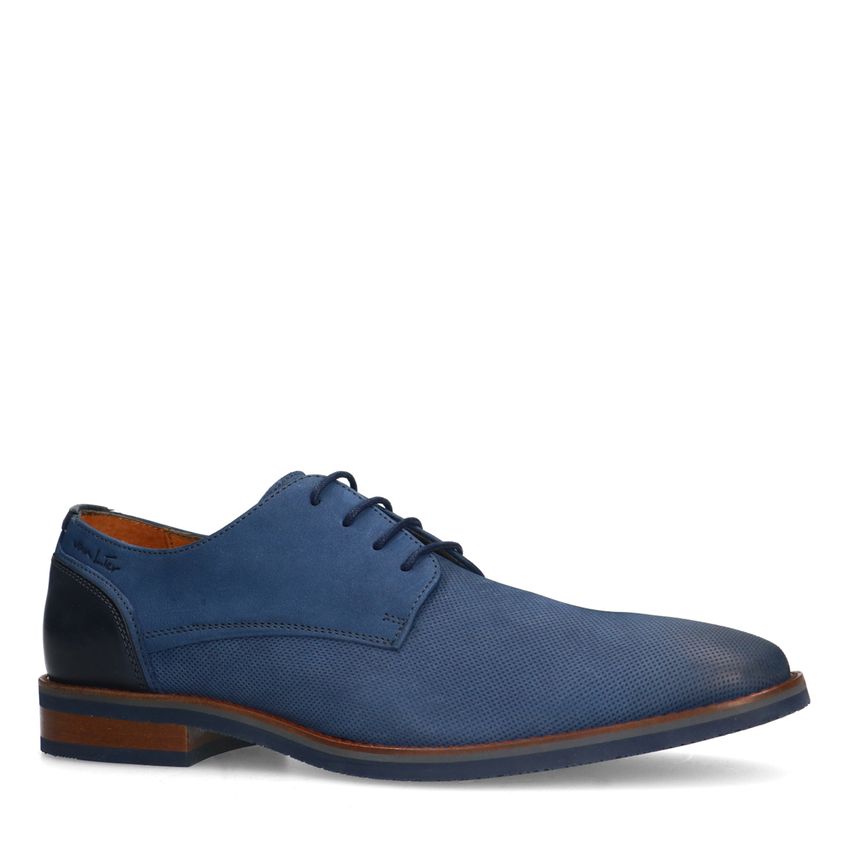 Van Lier Blauwe nubuck veterschoenen