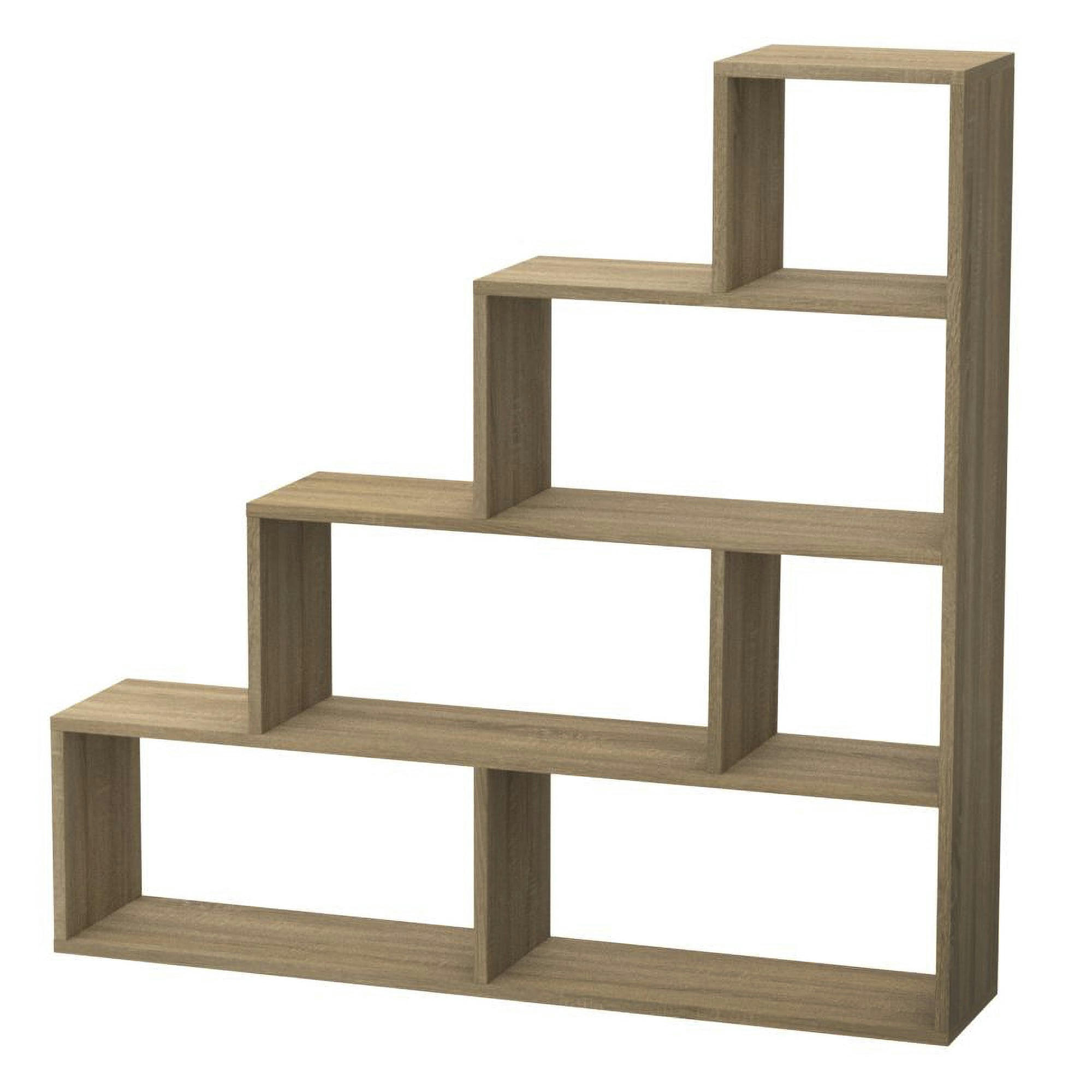 VANCOUVER - Bibliothèque avec 6 étagères effet bois chêne