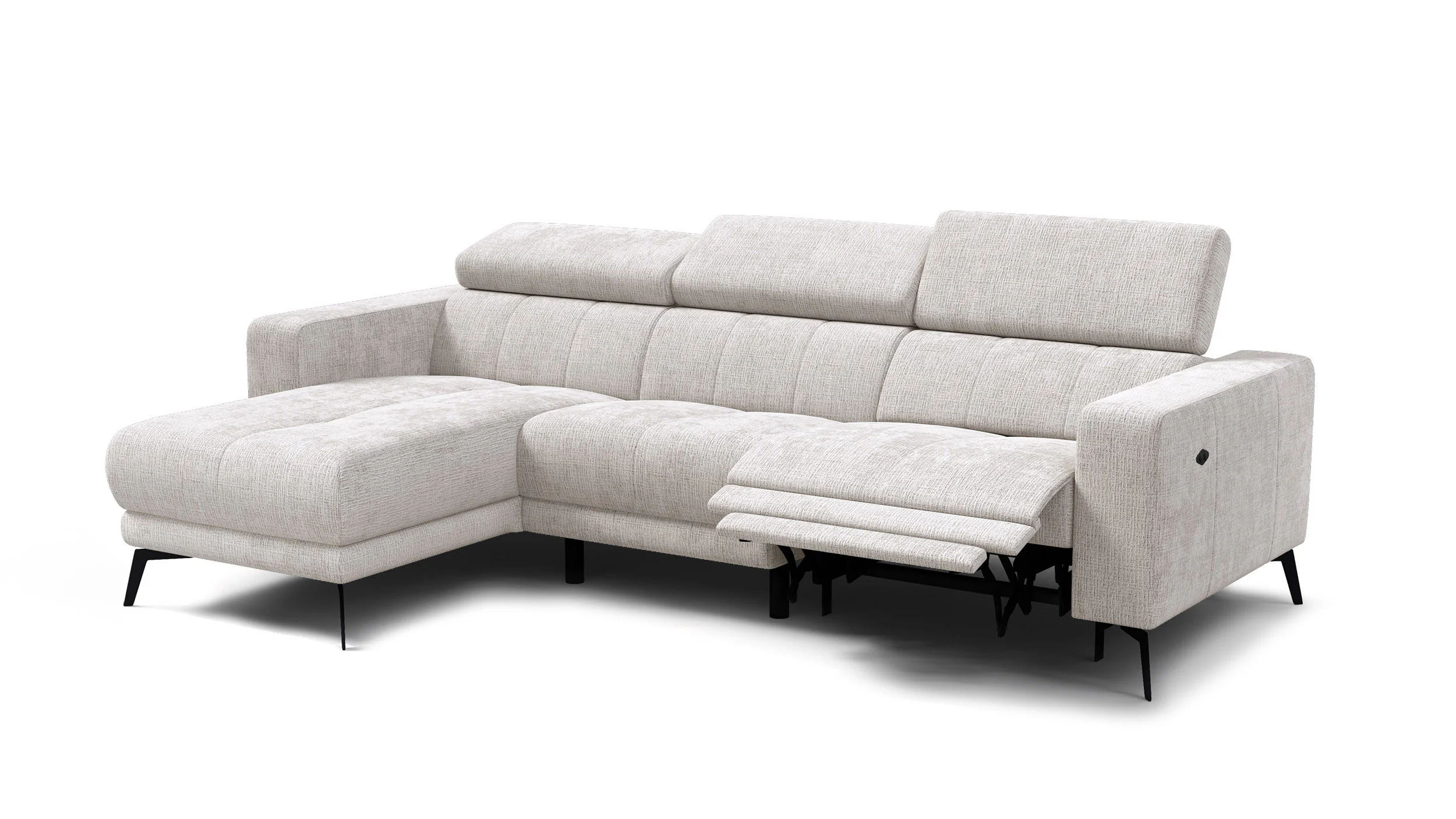 Sofa narożna 4 osobowa lewa MORELLO, kremowa, 1 x Relax Zero Gravity