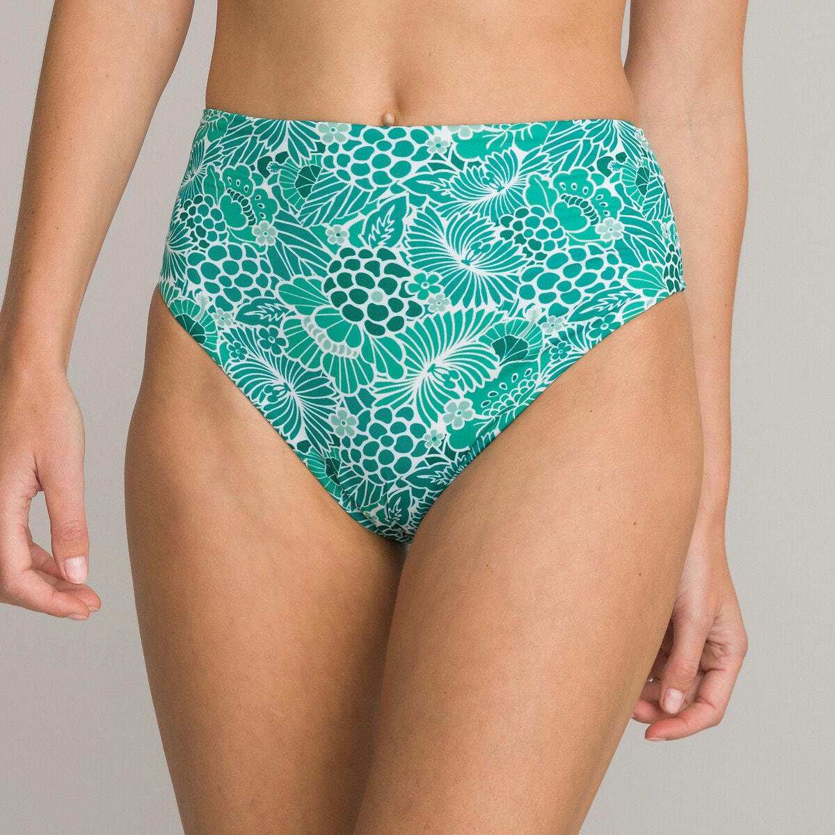 Bas de maillot de bain culotte haute, motif fleurs