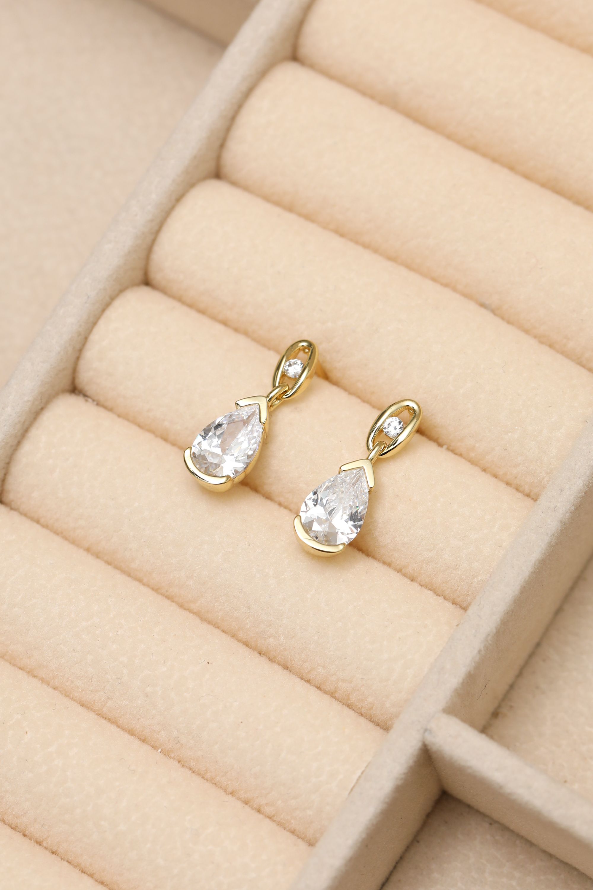 Jon Richard Gold Plated and Cubic Zirconia Pear Drop Earring