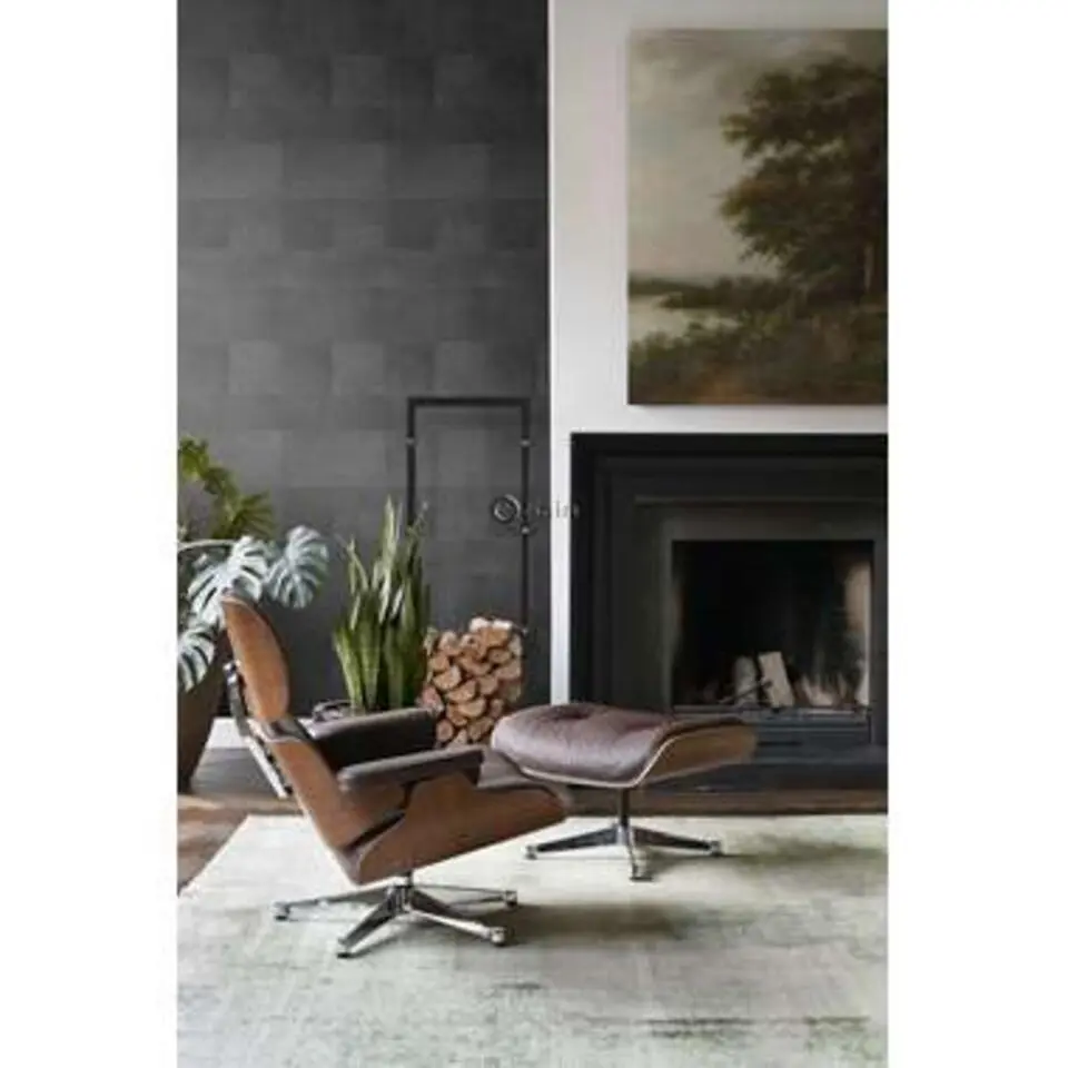 Origin behang XXL - patchwork leer - donkergrijs - 0.5 x 8.37 m