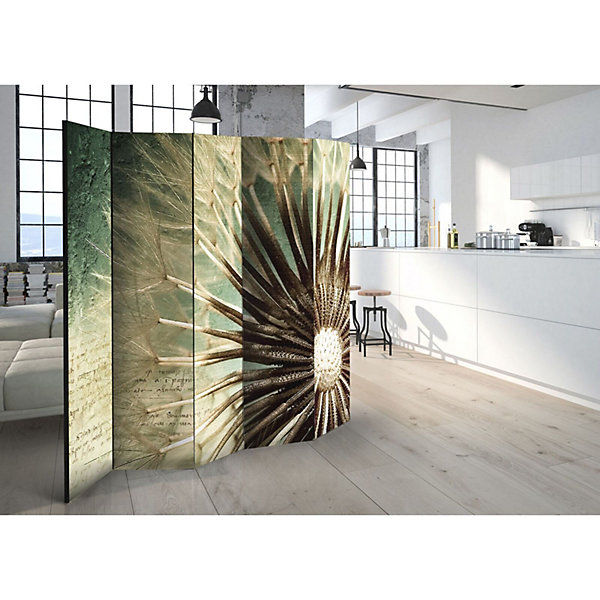 Paravent Histoire de l'été II: Charme Estival à 5 Panneaux 225 x 172 cm Beige et Bronze