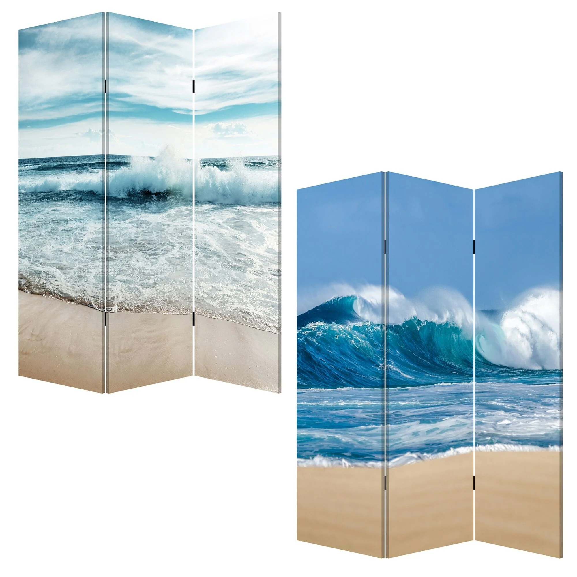 48 x 1 x 72 Multicolor Canvas Surf's Up - 3 Panel Screen