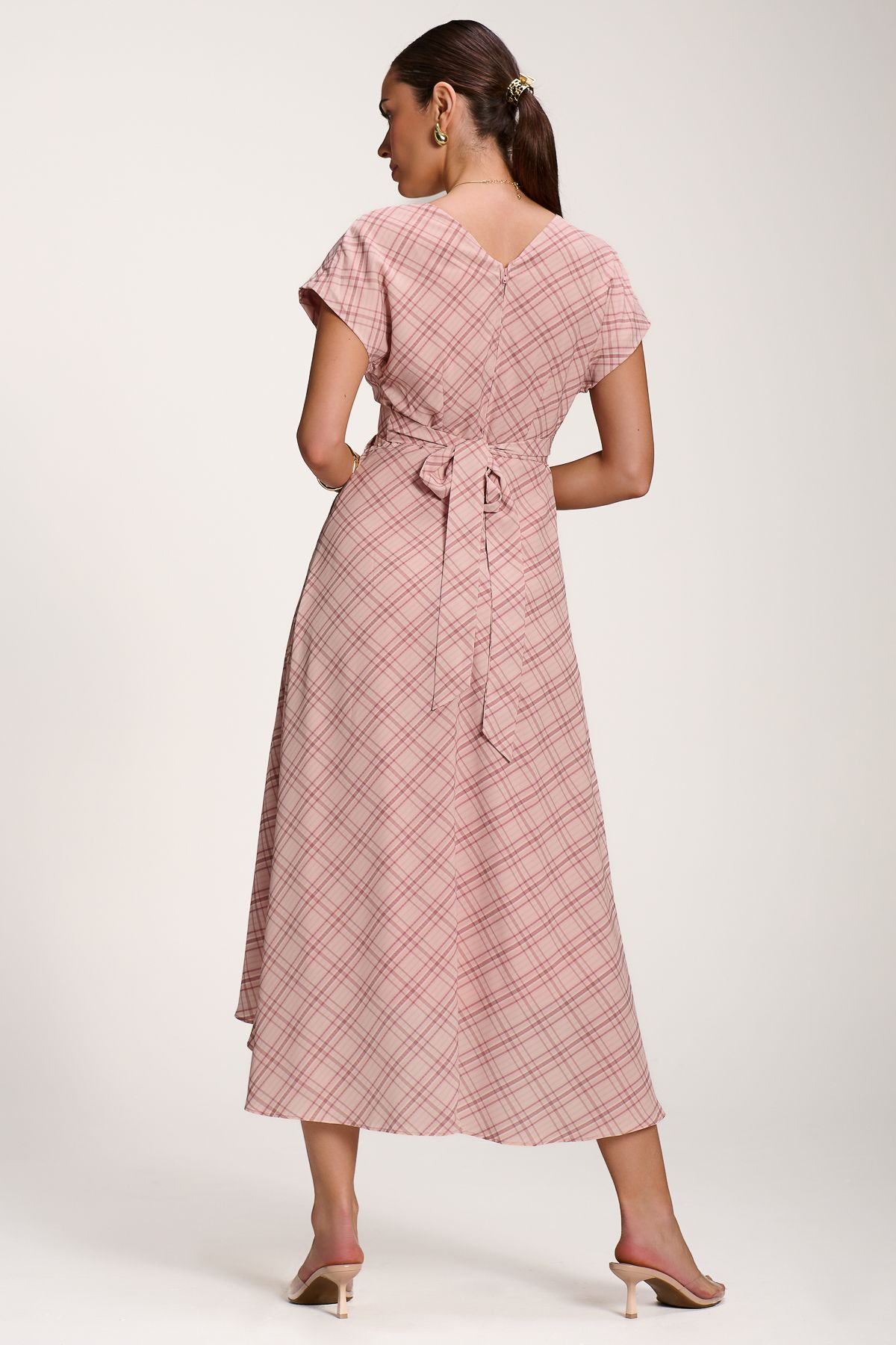 Jolie Moi Check Print Maxi Dress