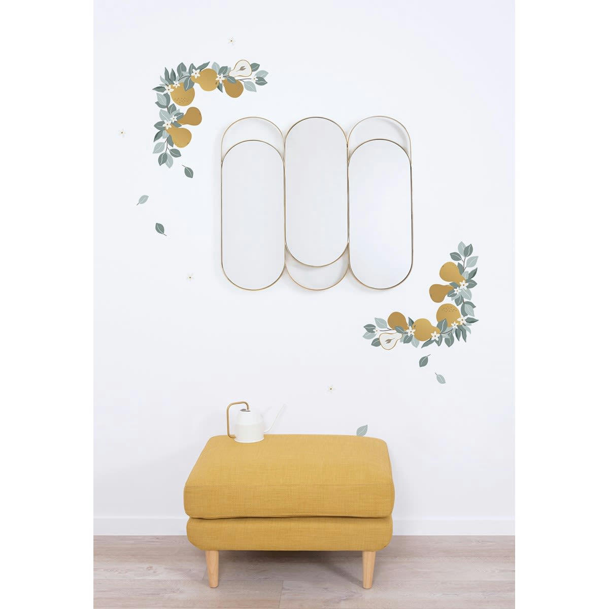 LOUISE - Stickers muraux poires et feuillages en vinyle mat multicolore