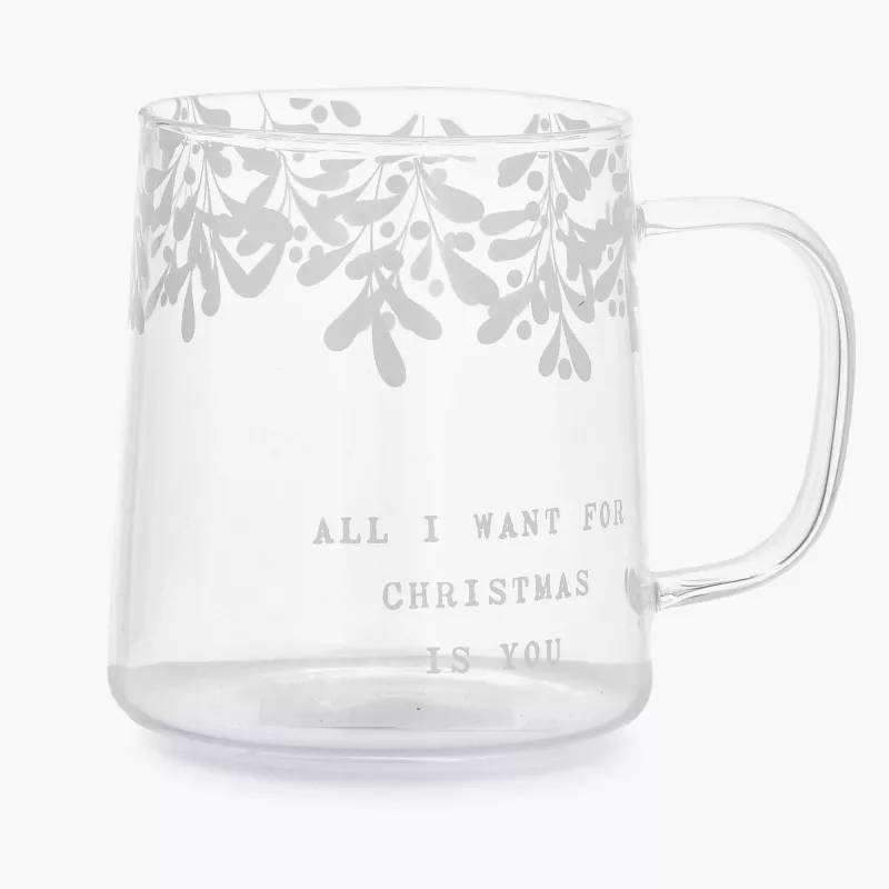 Szklanka z uchem świąteczna xmas DUKA RIMFROST 450 ml transparentna szklana