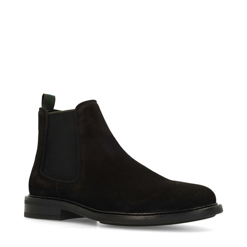 Manfield Zwarte suède chelsea boots