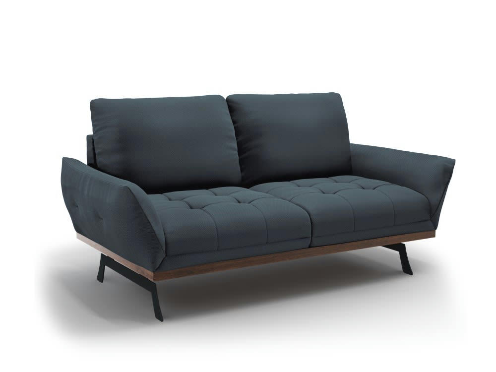 OLIVIER - Canapé 3 places en tissu structuré bleu