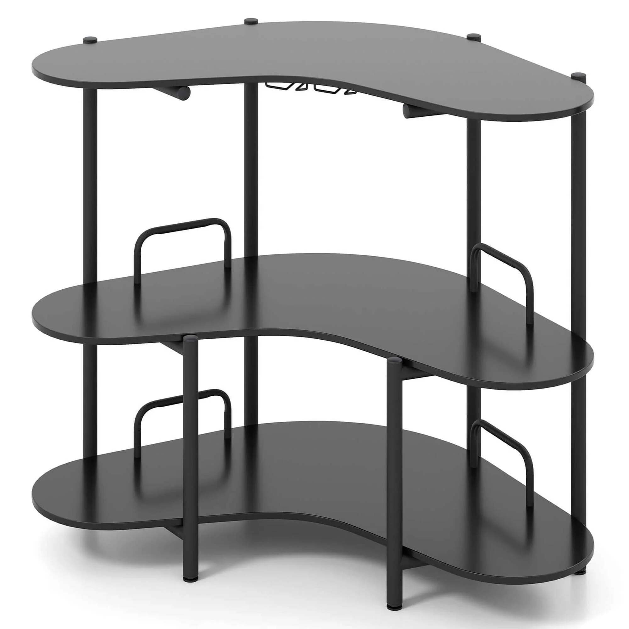 Costway 3-Tier Home Bar Unit with Stemware Racks & Storage Shelves - See Details