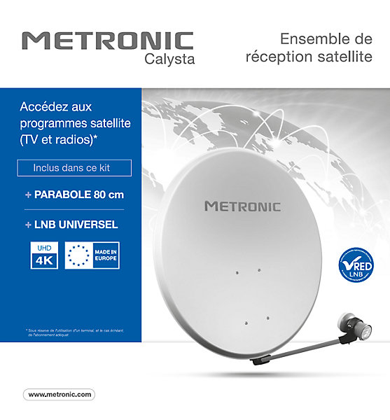 Parabole Athena acier diamètre 80 cm Calysta   LNB - blanche
