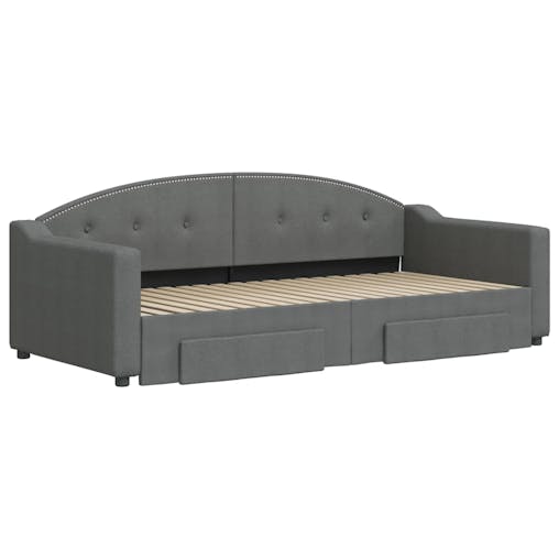 NNEVL Daybed with Trundle and Drawers Dark Grey 90x190 cm Fabric