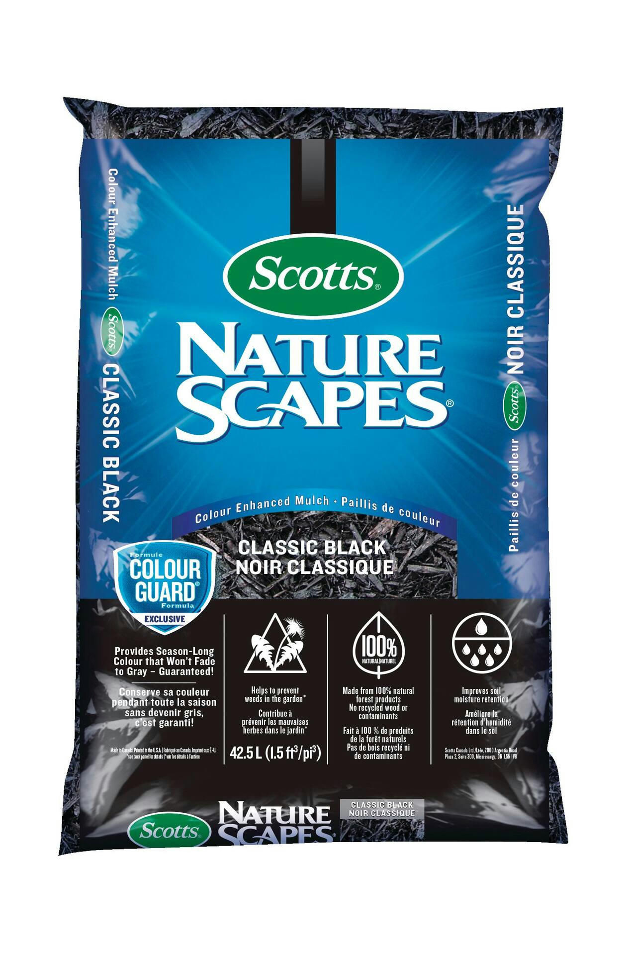 Scotts Nature Scapes Colour Enhanced Mulch, 42.5-L, Classic Black