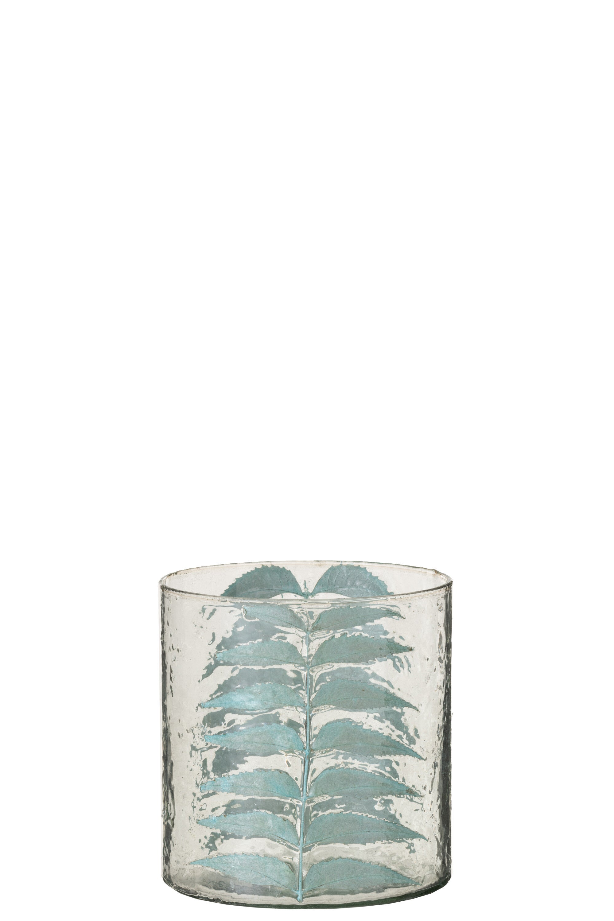 J-Line vaas Blad - glas - transparant/blauw - small - Ø 15 cm