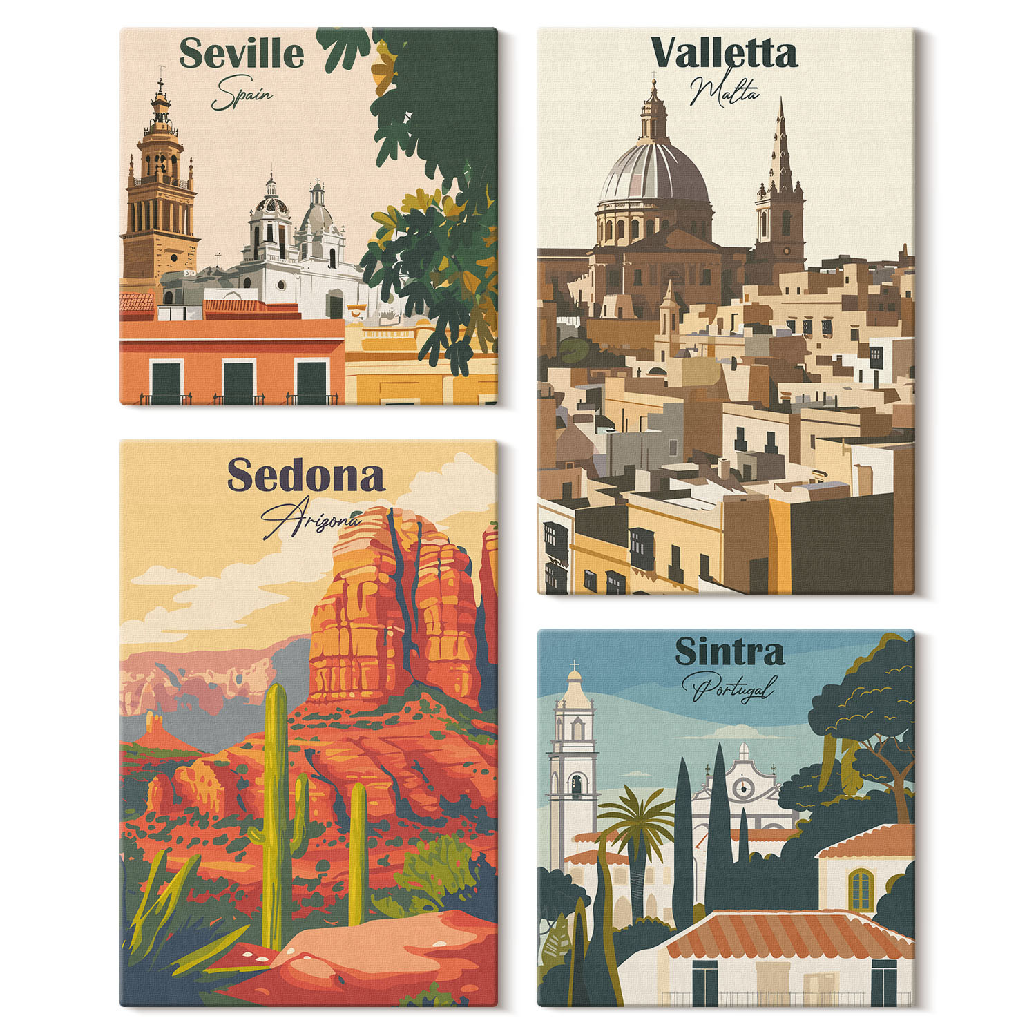 Obraz canvas 4 częściowy Sedona Seville Valletta |40x40, 40x60| Wallfluent