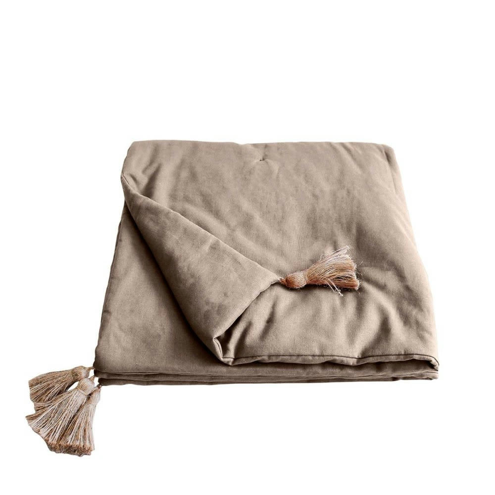 PANAMA - Édredon pompons jute naturel 90x190cm