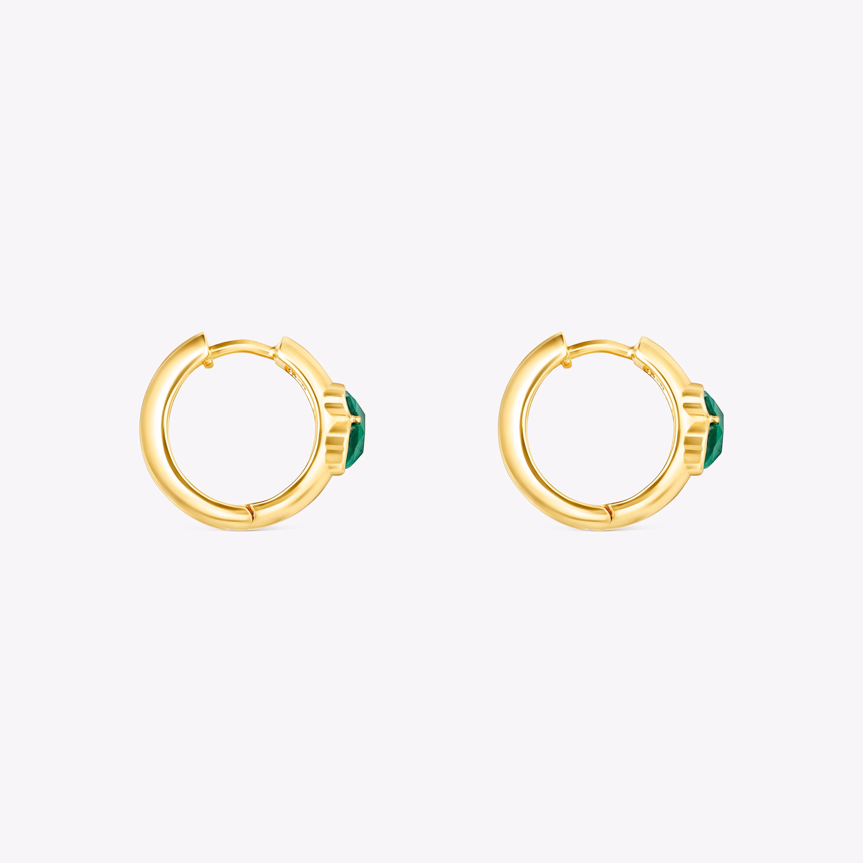 Pendientes pequeños con baño de oro 18 kt sobre plata y malaquita Icon Color