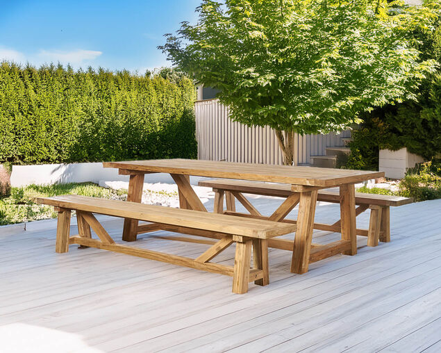 New Holland 3 Piece Teak Bench Setting