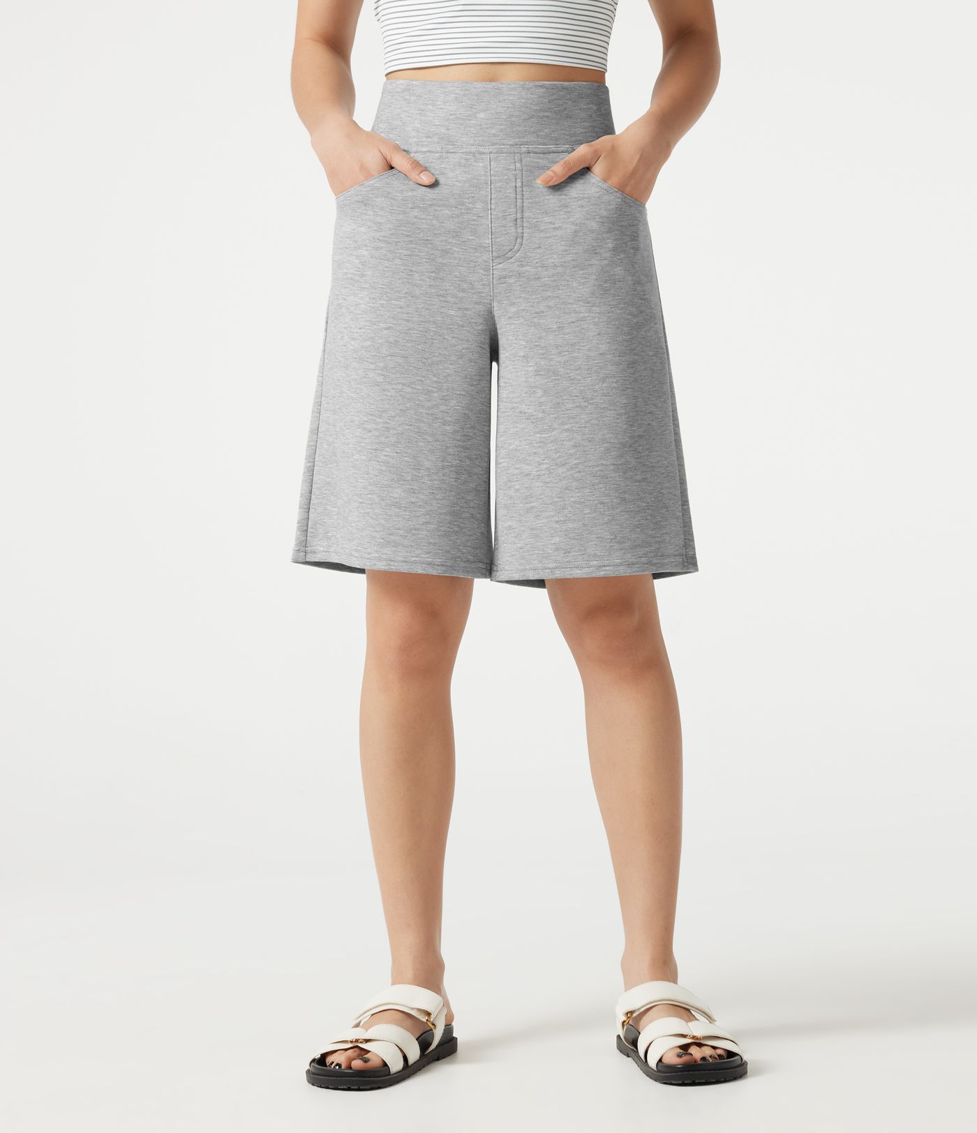 Short ample casual taille haute 25,5 cm avec poches