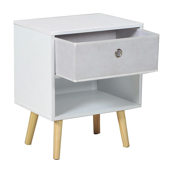Chevet   1 tiroir tissu INDIANA / Blanc