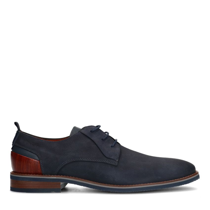 Van Lier Blauwe nubuck veterschoenen