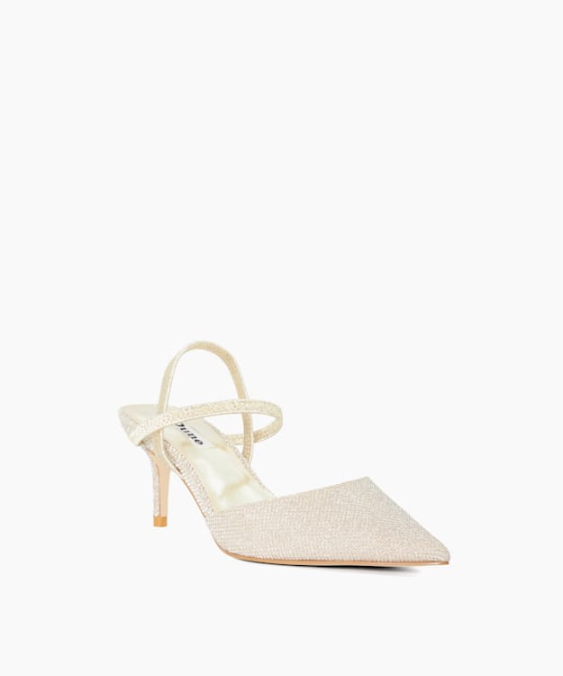 Classical Gold - Wide Fit Pointed Courts With Elasticated Straps