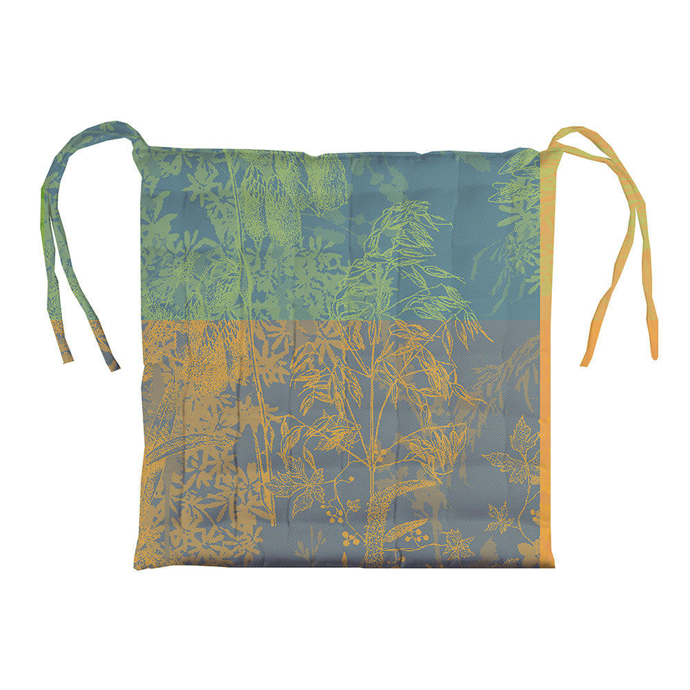 MILLE ESPRIT JARDIN ETE - Galette de chaise enduit imperméable pur coton multicolore 38X38