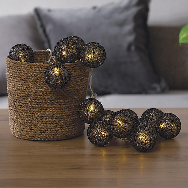 Guirlande LED 20 boules - noir L435 cm - Atmosphera