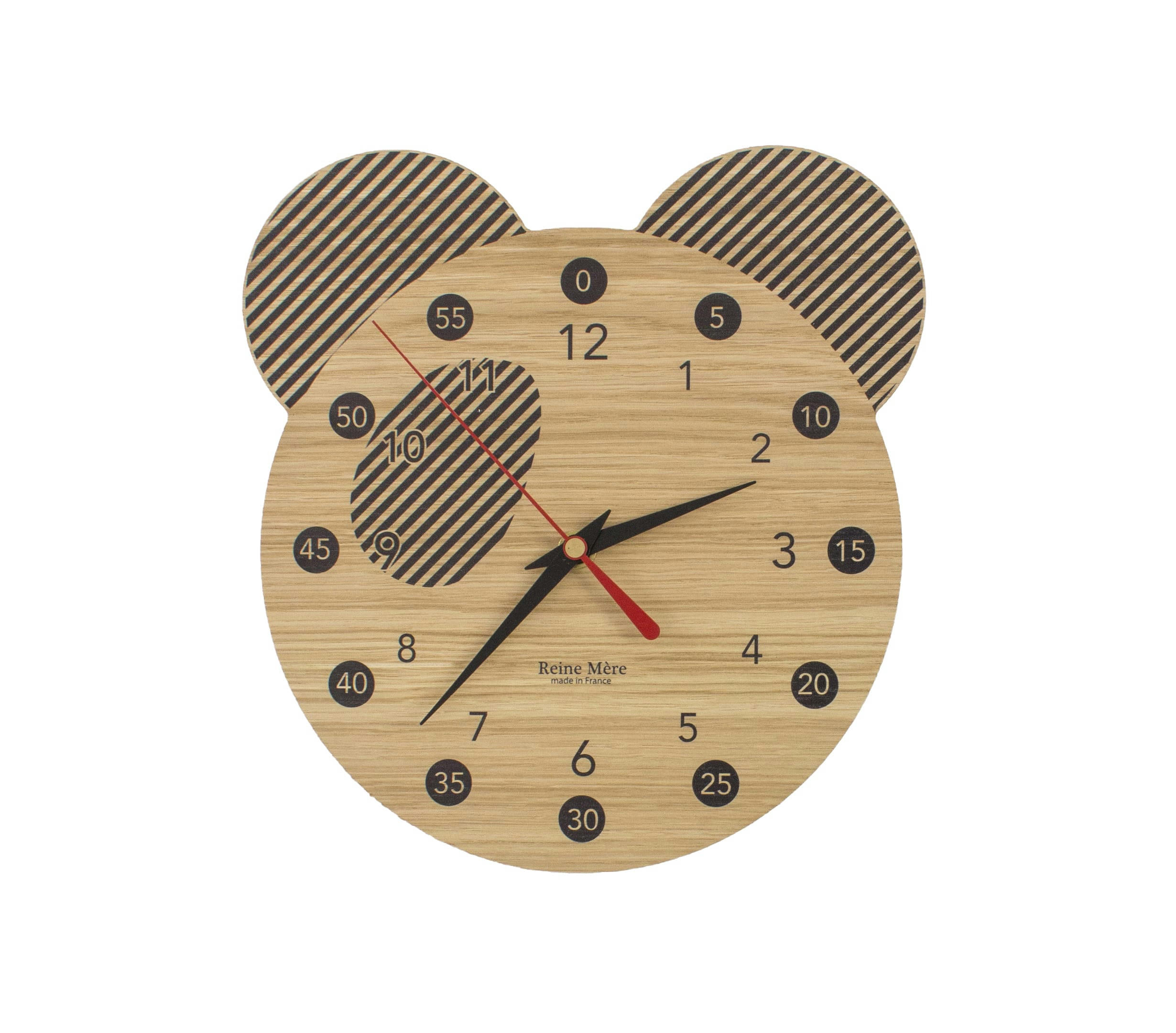 - Horloge pédagogique Panda en bois de chêne
