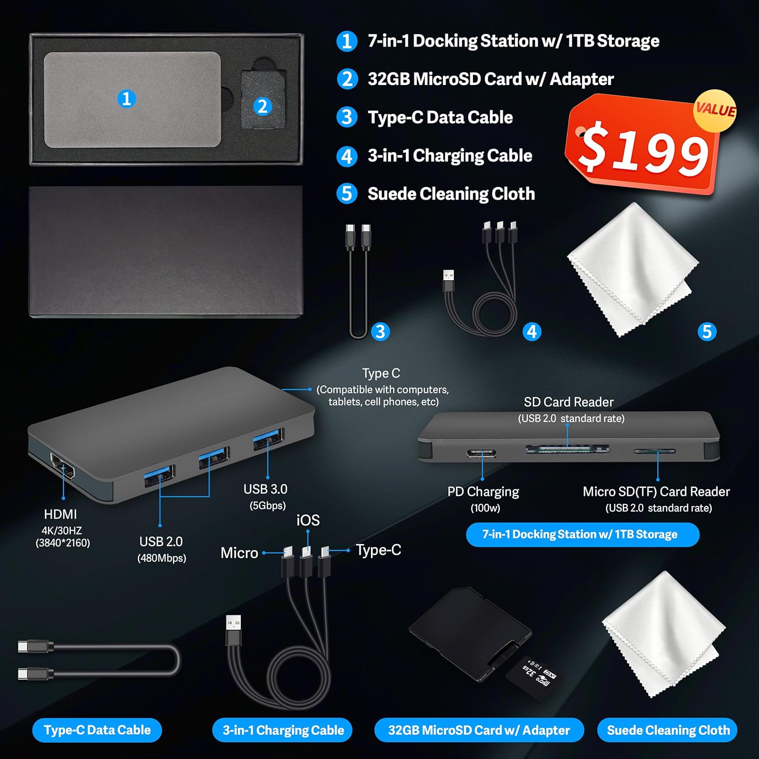 HP 17.3 FHD IPS Anti-Glare Laptop  Intel 7-150U  16GB RAM  2TB Storage (1TB SSD & 1TB Docking Station Set)  Intel Graphics  Num Pad  Wi-Fi 6  1080p Webcam  Fast Charge  Windows 11 Home  Silver