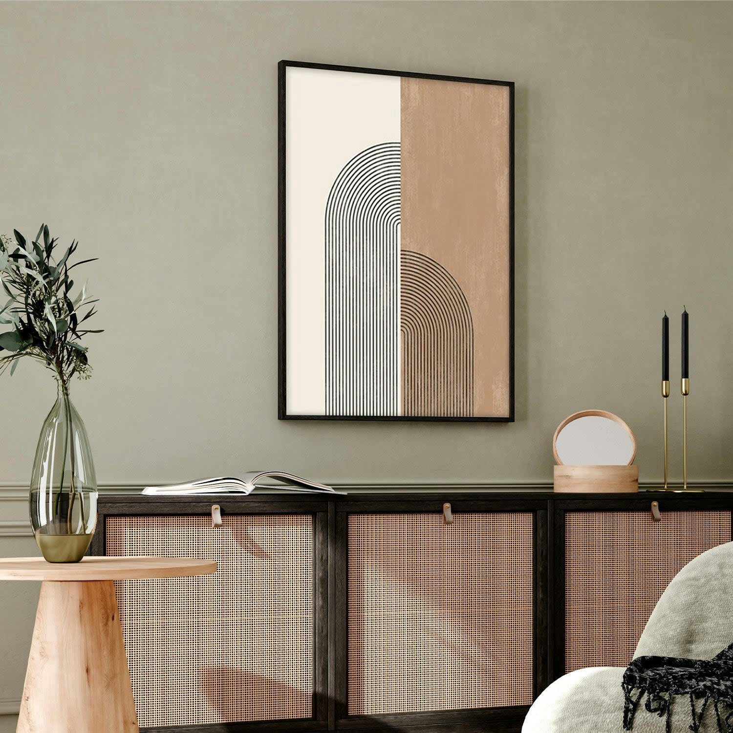 MINIMALISMO - Affiche avec cadre noir -  géométrie abstraite - 50x70