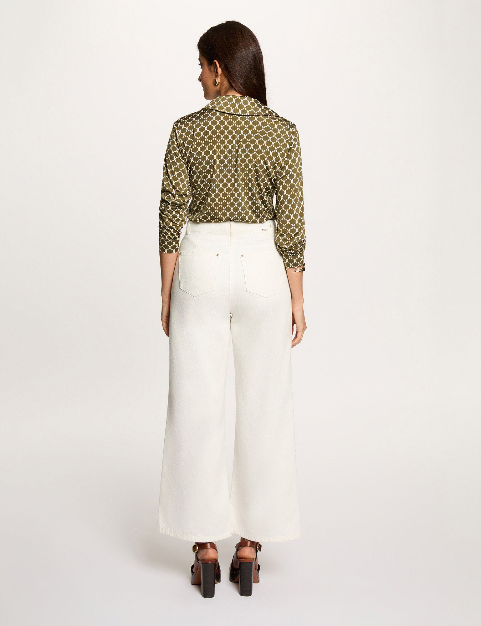 Shirt With A Notched Collar Khaki Green Women