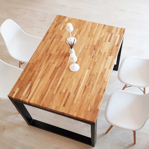Stół industrialny "loft kitchen" dębowy blat na 6 lub 8 osób
