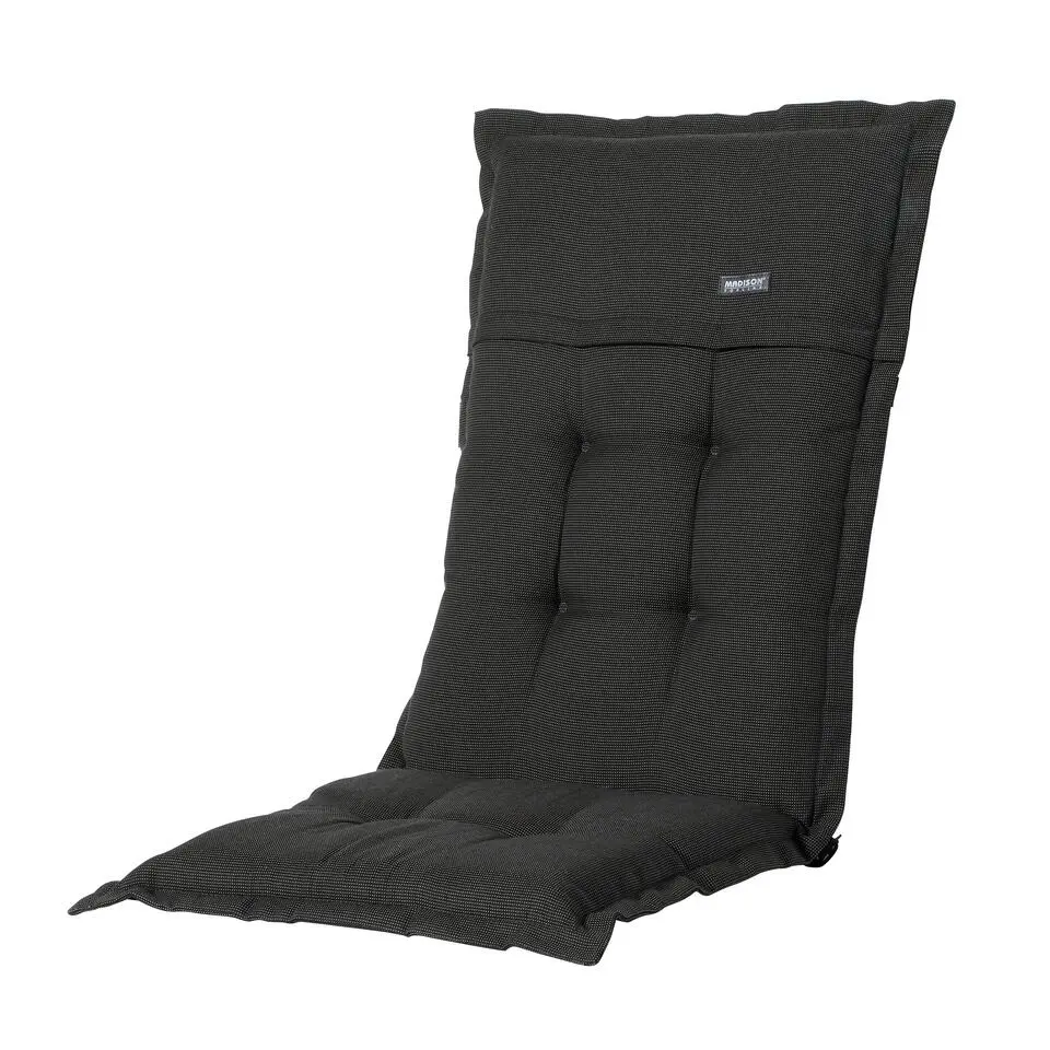 Madison - Tuinkussens Hoge Rug Rib Black - 123x50 - Zwart - 2 Stuks