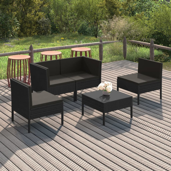 Zestaw wypoczynkowy do ogrodu Czarny Technorattan 2x narożna   2x sofa