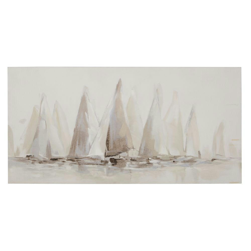 BAPTISTE - Toile peinte voiliers bleus et beiges 120x60