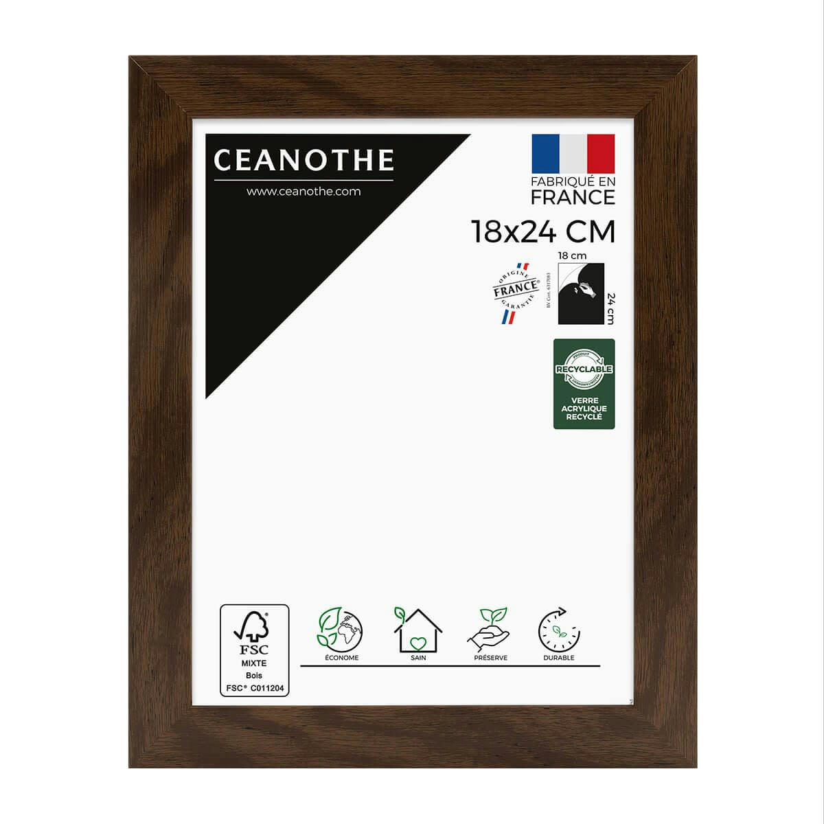ETERNEL - Cadre photo design ébène bois foncé 18x24 cm bois reconstitué fsc
